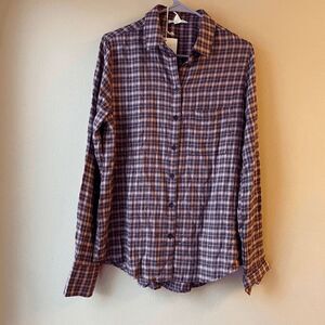 Beach Lunch Lounge Whitney Button Up Shirt in Red Pear Size Medium